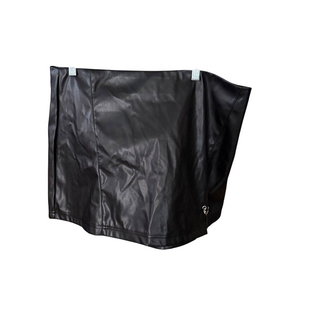 Cider Faux Leather Black Mini Skirt 1XL Size 3X